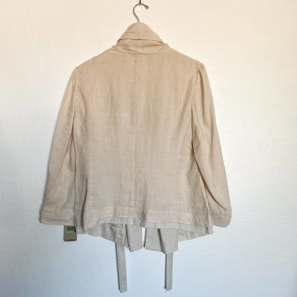 NWT DKNY PURE  Linen Tie Top Jacket Cardigan Beige Sz 8 Retail $195 - Picture 5 of 6